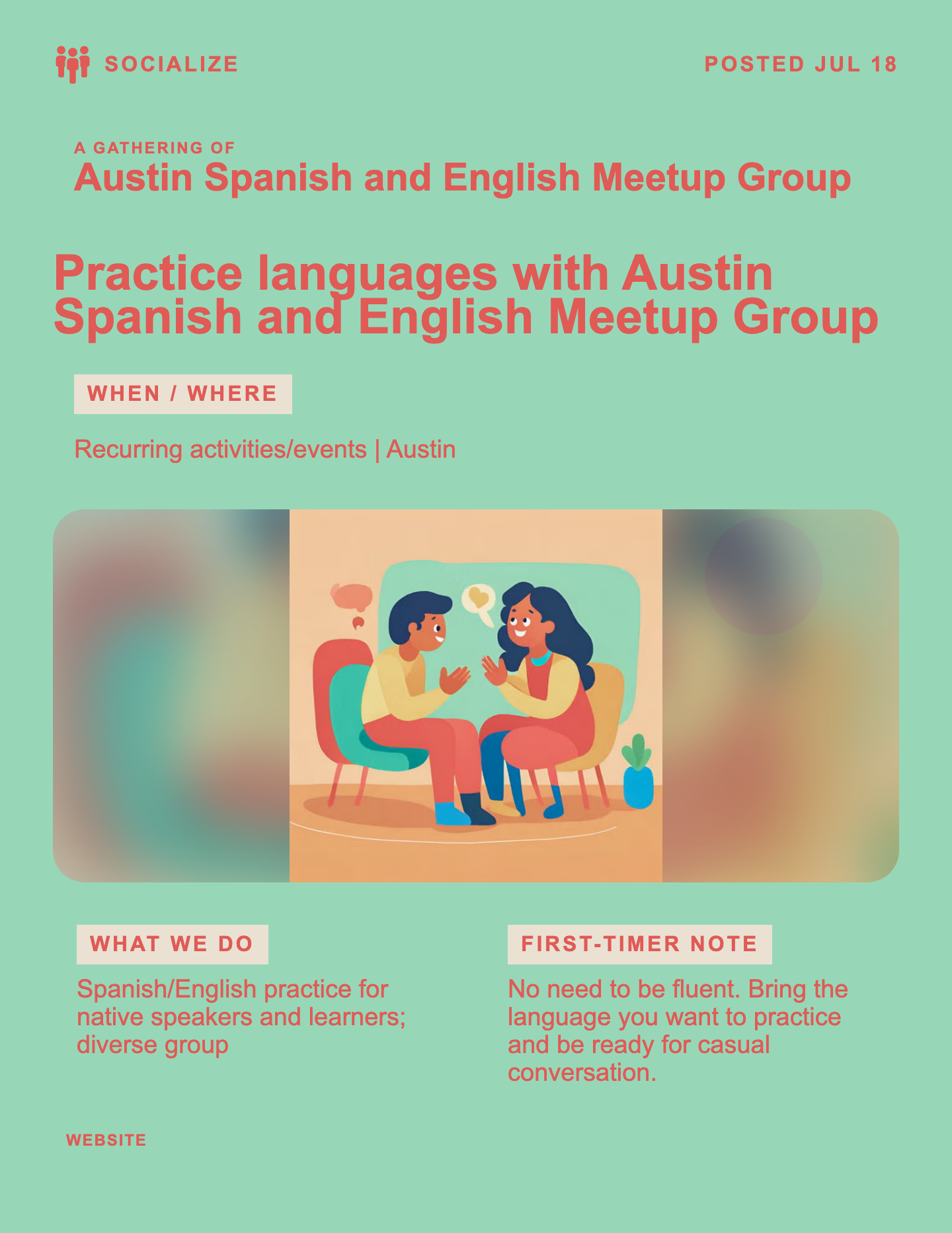 Practice languages with Austin Spanish and English Meetup Group