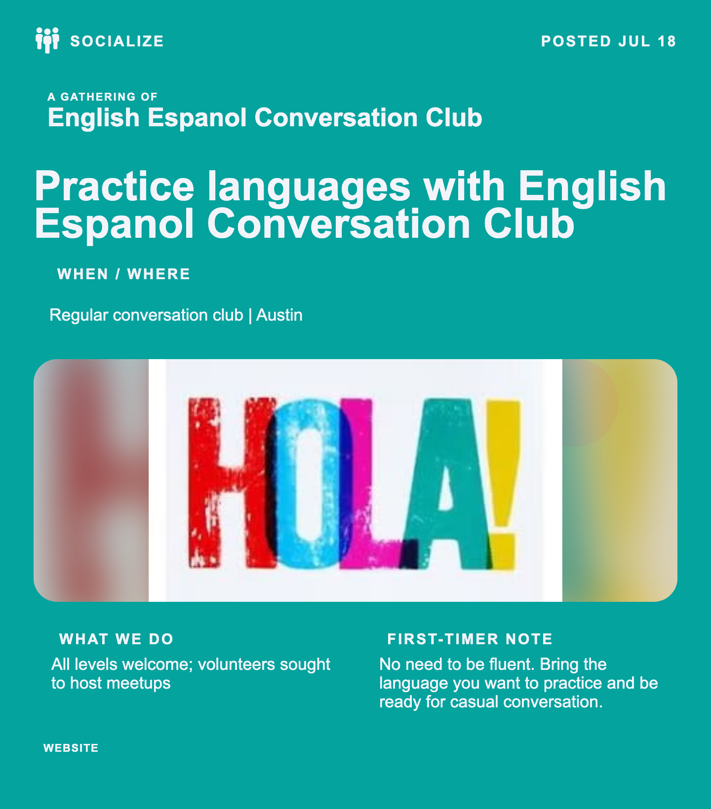 Practice languages with English Espanol Conversation Club