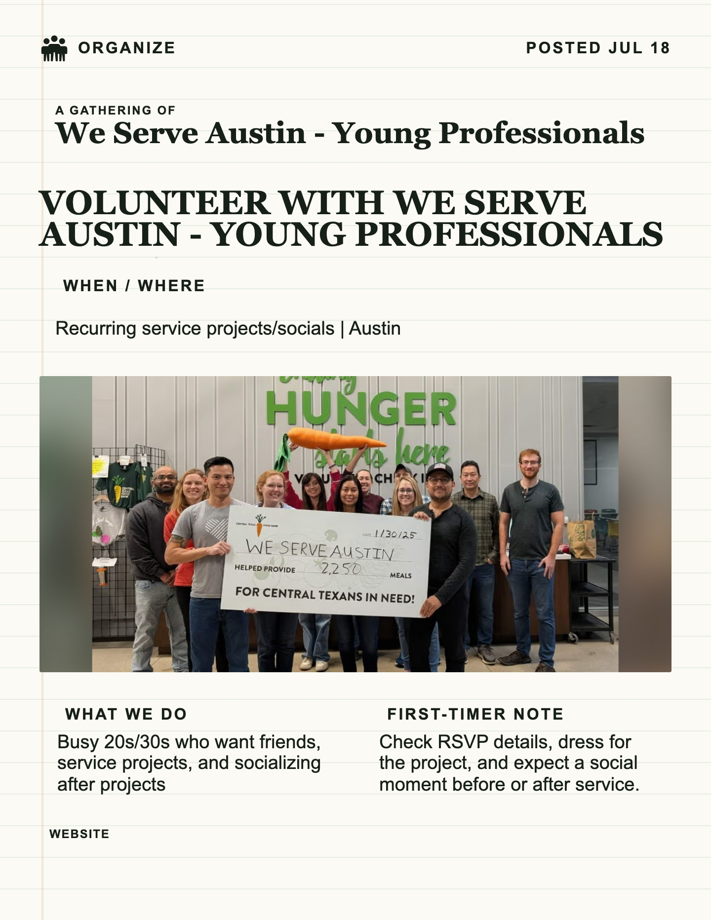 Volunteer with We Serve Austin - Young Professionals