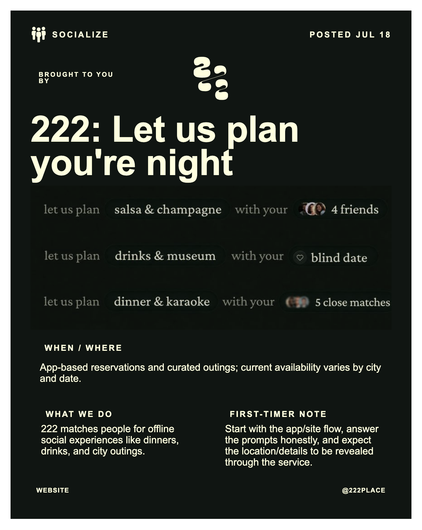 222: Let us plan you're night